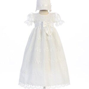 Camila (12/18M) - Girls White Christening & Baptism Gown